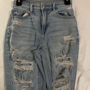 American Eagle Outfitters Women's Light Blue Distressed Jeans